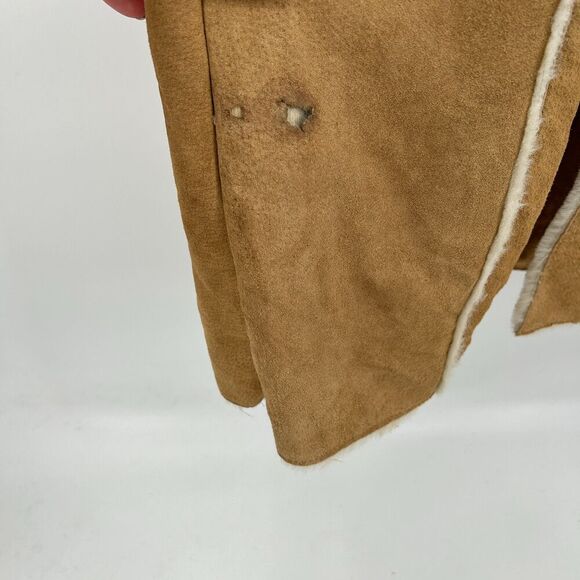 WILSONS LEATHER Maxima *Flawed Brown Leather Patchwork Boho Pennylane Coat Large - Picture 14 of 14